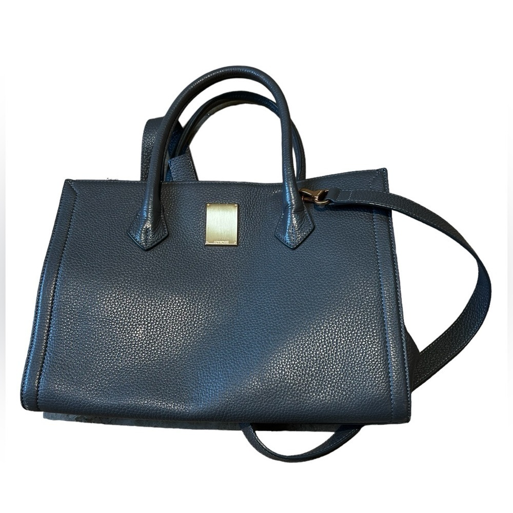 Curroune grey leather handbag with shoulder strap gold hardware good condition